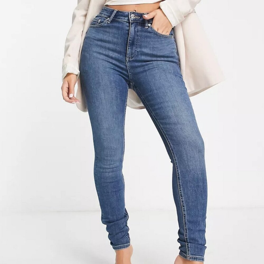 ASOS Design High-Rise Lift & Contour Skinny Jeans Med Blue Women’s Size 30T